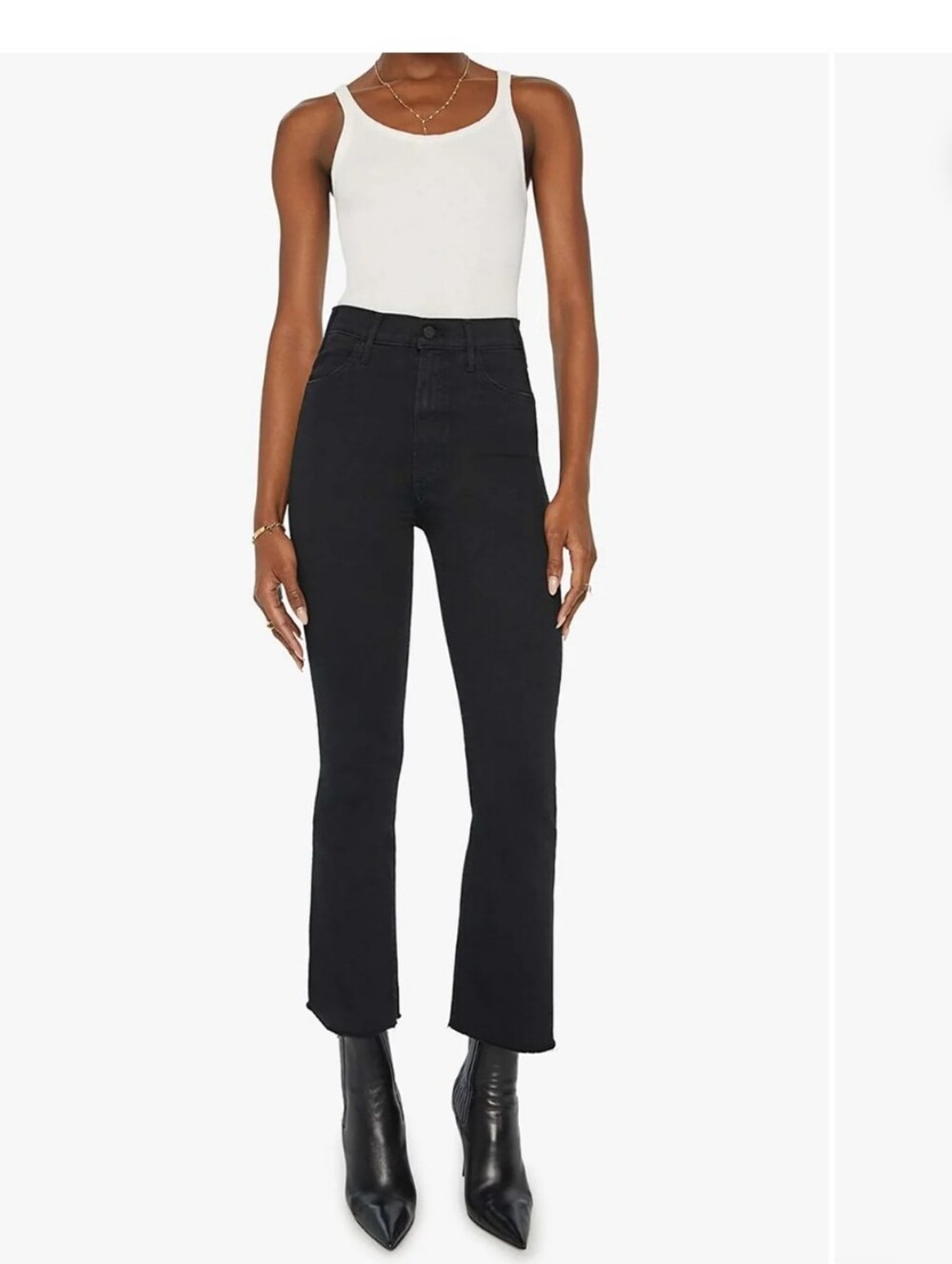 MOTHER | The Hustler Ankle Fray Jeans Black Sz 24